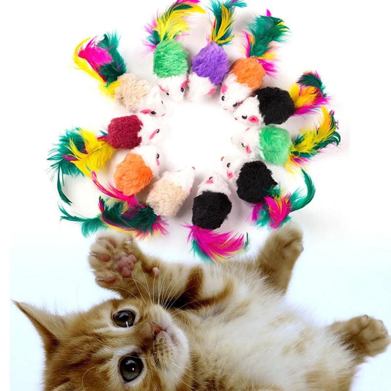 10pcs/lot Mini Colorful Cat Toys Plush False Mouse Toys for Cats Kitten Animal Funny Playing Cat Products Pet Cat Supplies