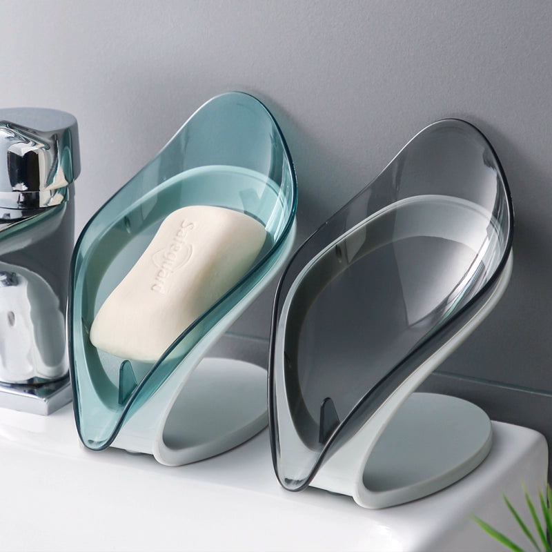 Creative Leaves Soap Dish Bathroom Non-Slip Mat No Suction Cup Soap Holder Bathroom Draining Laundry Soap Box Storage Rack