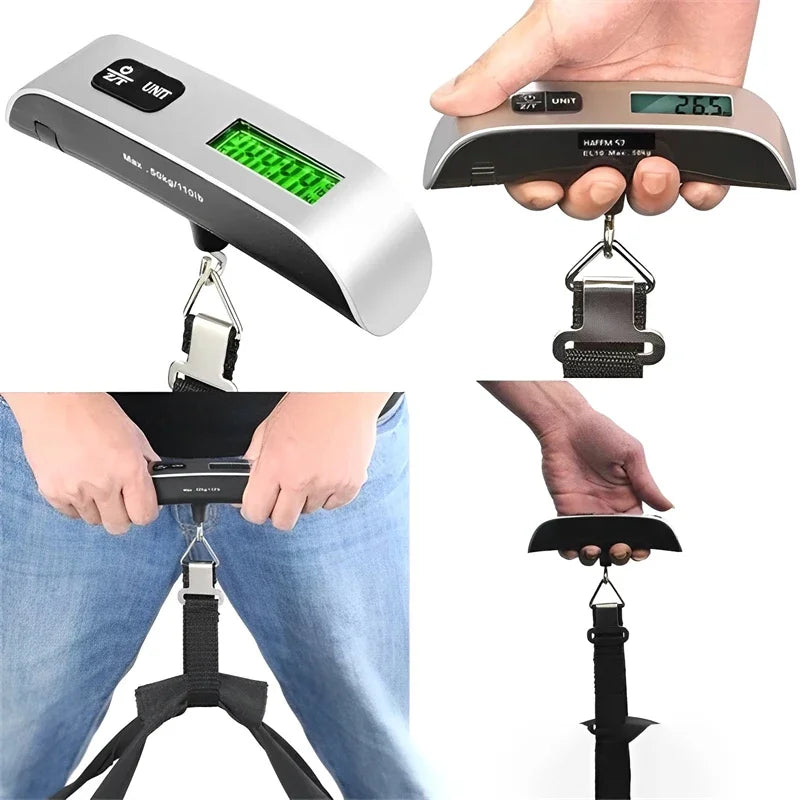 50kg/110lb Portable Electronic Hand Luggage Scale LCD Digital Display Balance Scale Suitcase Travel Weighs Baggage Weight Tool