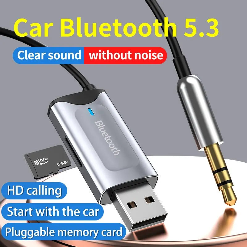 Bluetooth Receiver Car Kit Handsfree Call 3.5mm Jack TF Card Stereo Music Audio Usb Dongle Aux Wireless Adapter for Car Speaker