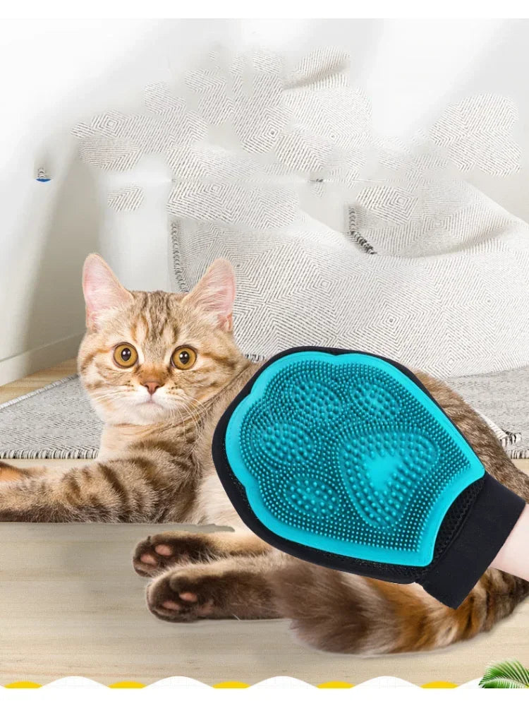 Dog Cat Hair Comb Cleaning Brush Comb Both Sides Massage Hair Removal Dog Bath Glove Blue Pet Grooming Products