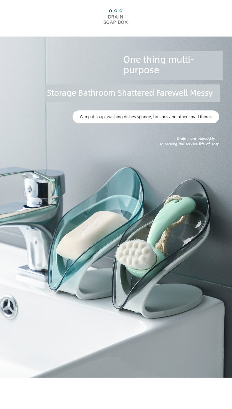 Creative Leaves Soap Dish Bathroom Non-Slip Mat No Suction Cup Soap Holder Bathroom Draining Laundry Soap Box Storage Rack