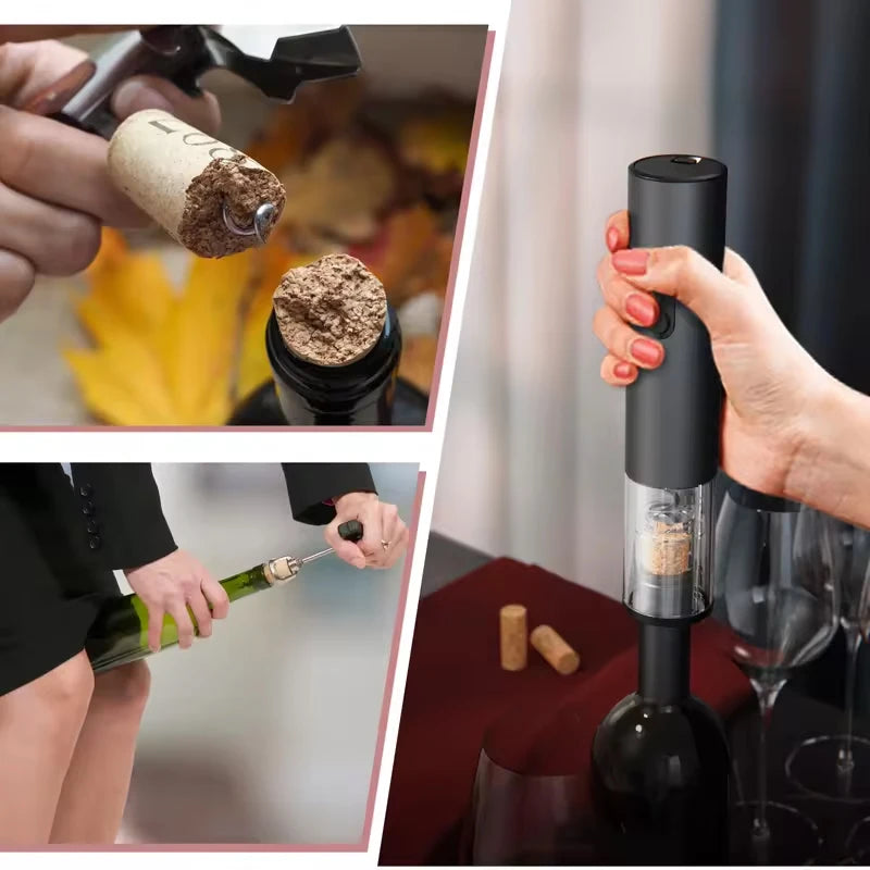 2024 New Smart Kitchen Accessories 4in1 Electric Wine Opener Gift Set with Wine Stopper,Wine Pourer,Storage Base