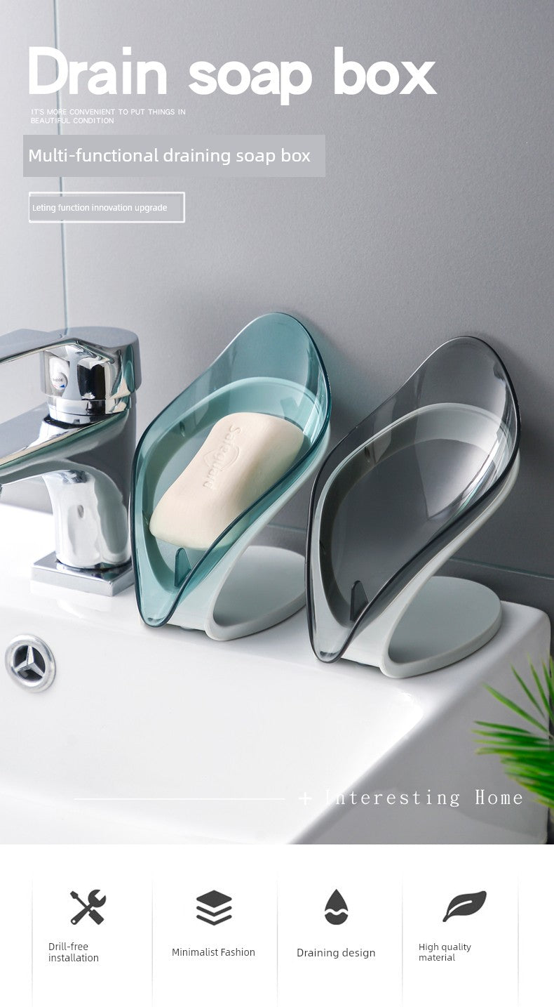 Creative Leaves Soap Dish Bathroom Non-Slip Mat No Suction Cup Soap Holder Bathroom Draining Laundry Soap Box Storage Rack