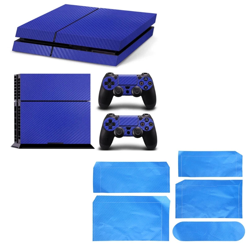 P9YE Console Carbon Fiber Skin Sticker Wrap Controller Dustproof Vinyl Cover Decal Protective for Case for Shell for PS4