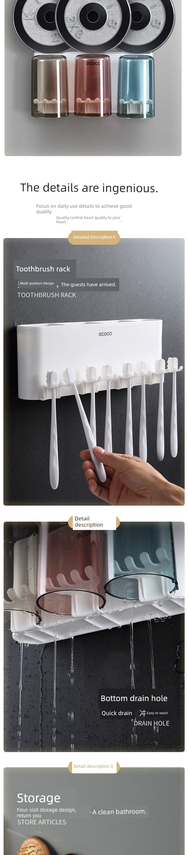 Gargle Cup Wall-Mounted Storage Box Toothbrush Rack