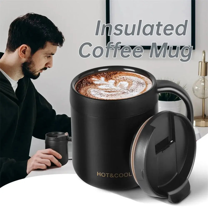 350/500ml Insulated Coffee Mug with Handle Stainless Steel Insulated Mug Coffee Tumbler Thermos Tea Cups with Lip