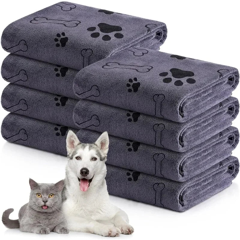 Pet Towel 60x100cm Drying Dog Cat Bath Towel Microfiber Quick-drying Dog Claw Absorbent Blue Grey Bath Towel Pet Bath Products