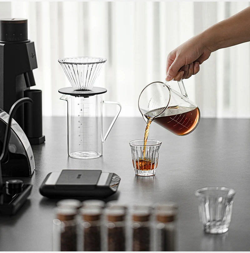 MHW-3BOMBER 360/500ML Coffee Server with Handle Clear Glass Hand Brewed Coffee Sharing Pot for Tea Beer Coffee Home Kitchen Tool