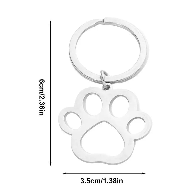 Dog Paw Footprint Charm Charm Keyring Cute Cat Dog Claw Stainless Steel Funny Animal Keychain For Women's Purse Bag Accessories