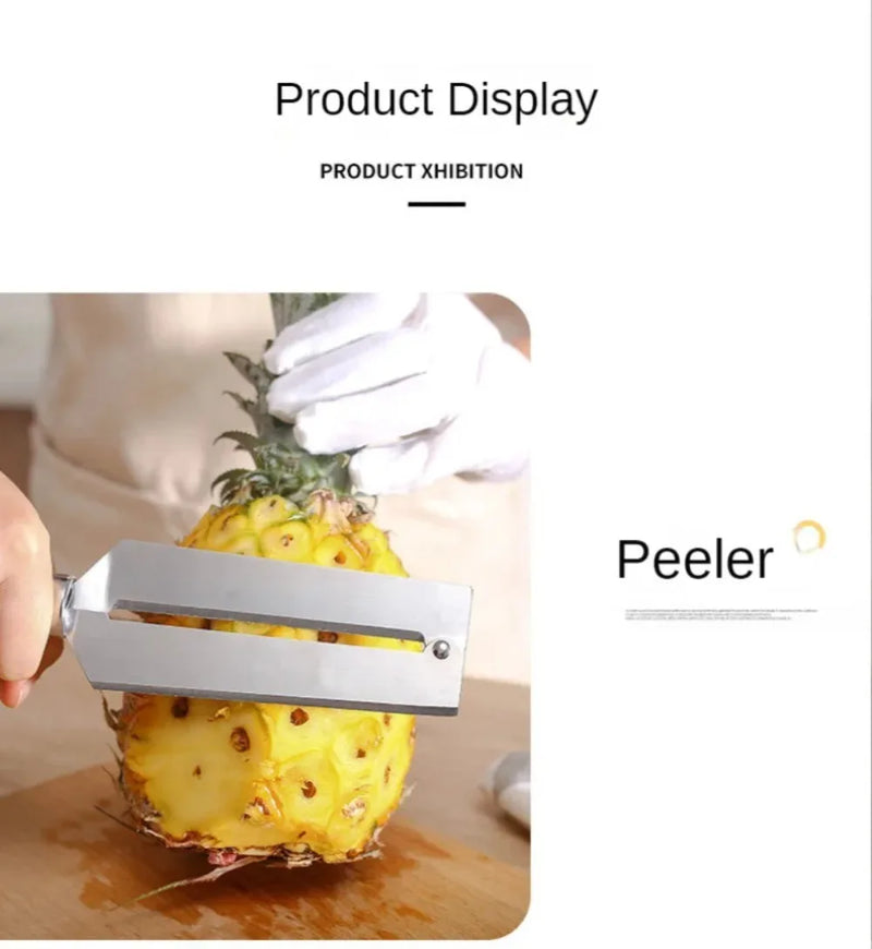 Pineapple Peeler Remover Slicer Tool, Stainless Steel Pineapple Eye Clip Cutter Sugarcane Peeling Knife for Kitchen Tool