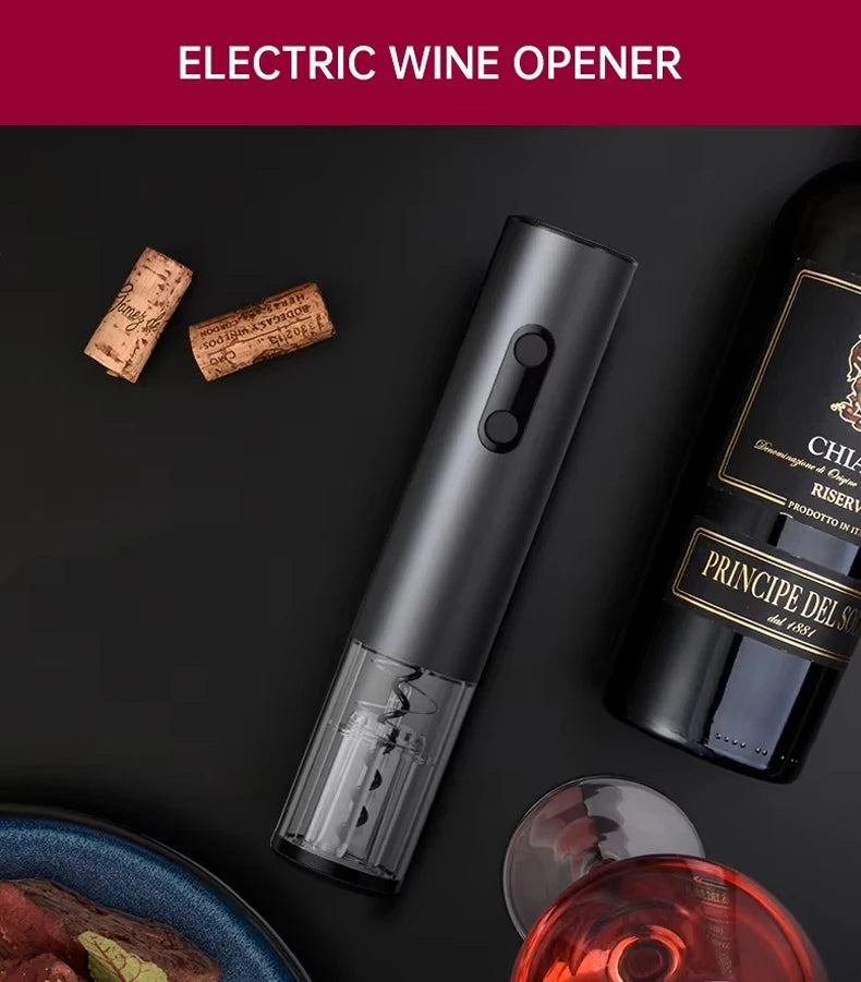 2024 New Smart Kitchen Accessories 4in1 Electric Wine Opener Gift Set with Wine Stopper,Wine Pourer,Storage Base