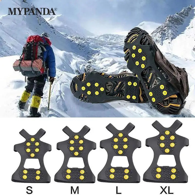 1pair Sport Shoes Cover For Women Men Boots Cover 10-Stud Snow Ice Claw Climbing Anti Slip Spikes Grips Crampon Cleats