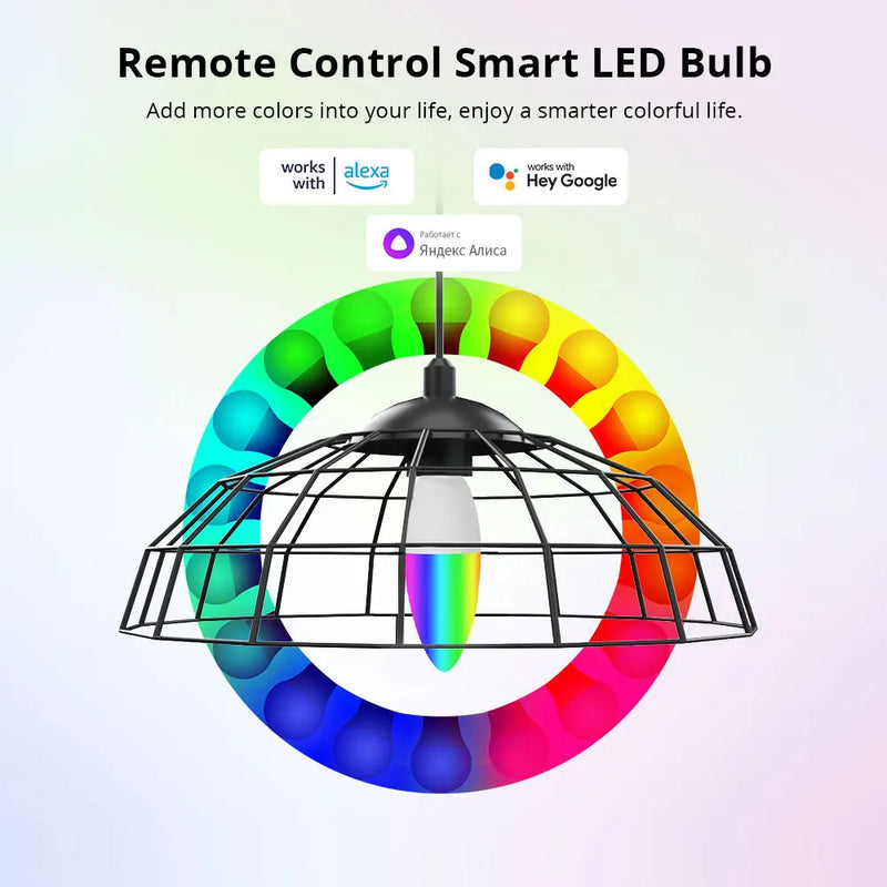 Smart Light Bulb WiFi/Zigbee E14 Dimmable Candle Lamp RGB+CW+WW 5W eWelink APP Voice Control Works With Alexa Google Home Alice