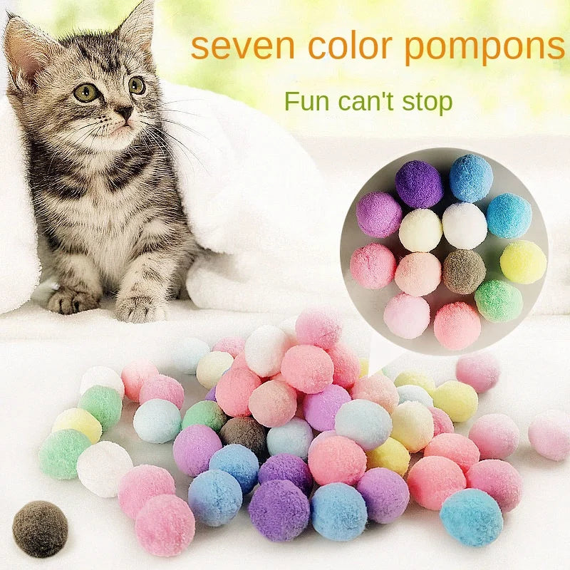 Colorful Plush Ball Cat Toys for cats Molar Bite Resistant Bouncy Interactive Funny Cat Balls Chew Toy Pet products Dropshipping