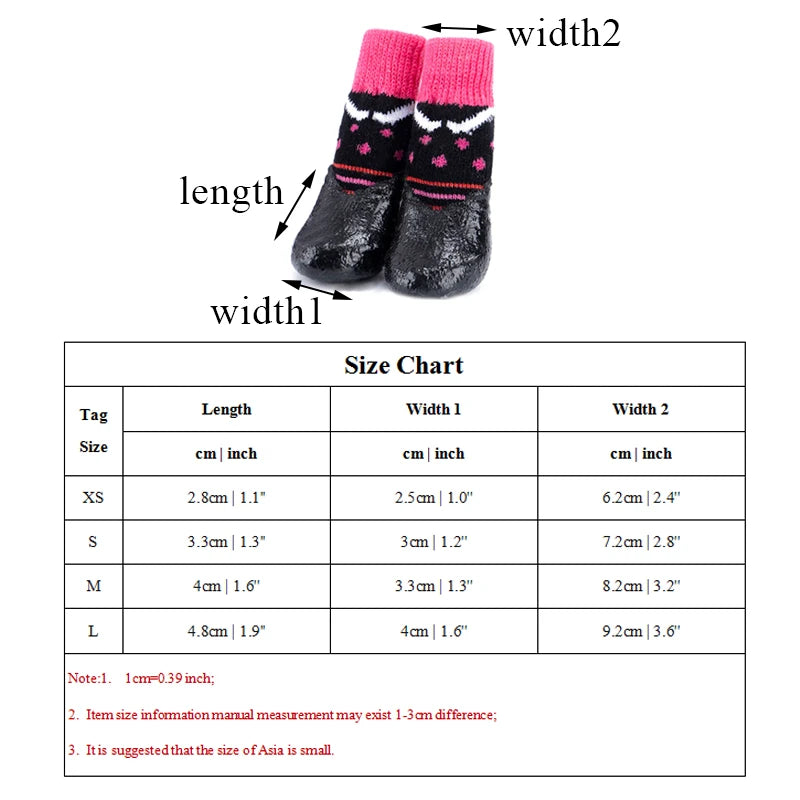 Adjustable Cotton Dog Shoes Non-slip Waterproof Rubber Cats Dogs Socks Sole for Chihuahua Puppy Cat Rain Snow Boots Pet Products