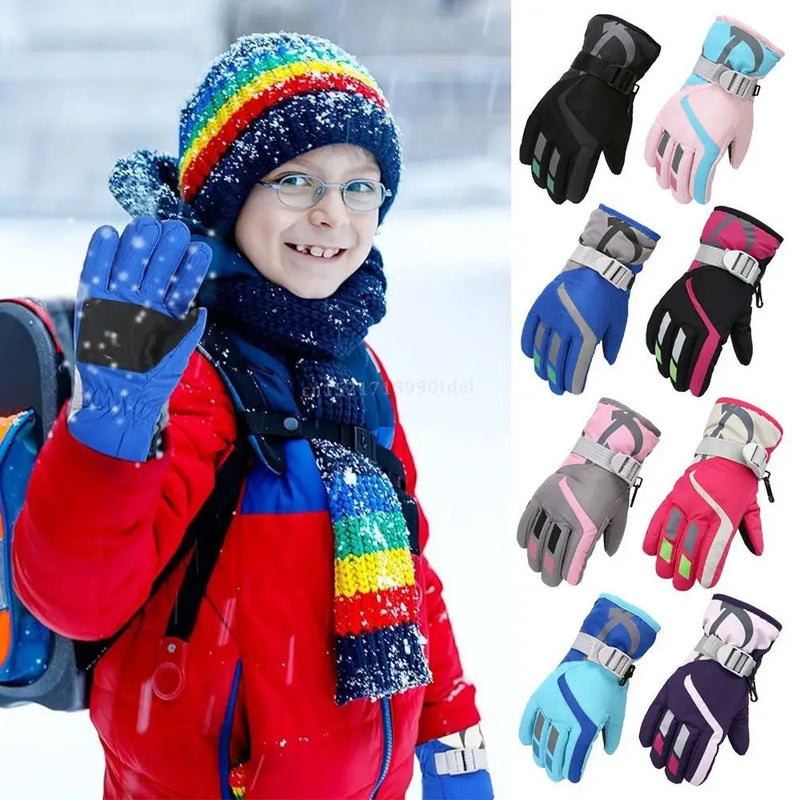 Waterproof Children Ski Gloves Cute Non-slip Windproof Mitten Thicken Warm Kid Gloves Snow Snowboard