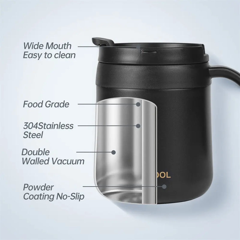 350/500ml Insulated Coffee Mug with Handle Stainless Steel Insulated Mug Coffee Tumbler Thermos Tea Cups with Lip