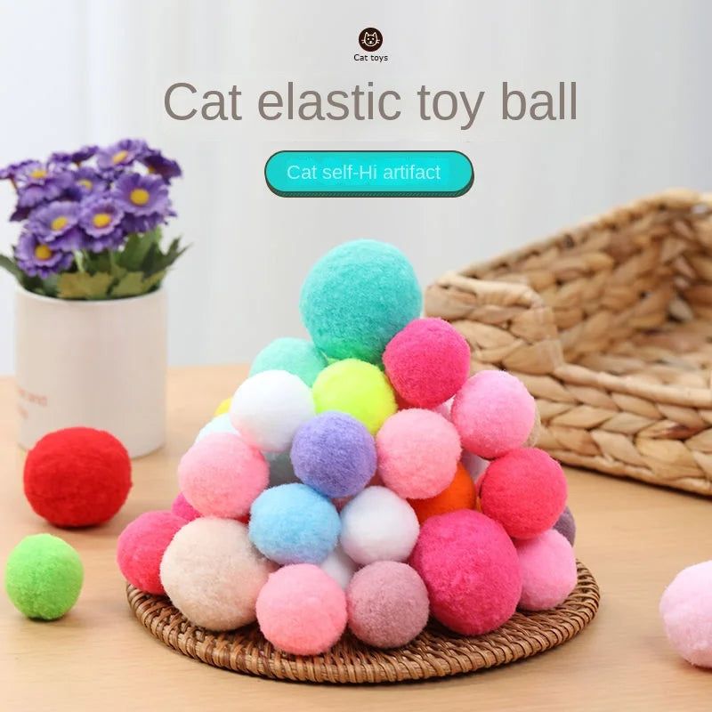 Colorful Plush Ball Cat Toys for cats Molar Bite Resistant Bouncy Interactive Funny Cat Balls Chew Toy Pet products Dropshipping