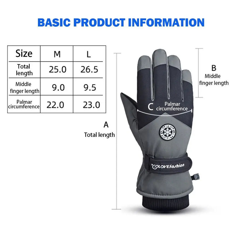 Non-slip Winter Fleece Touch Screen PU Leather Snow Gloves Ski Gloves Riding Gloves