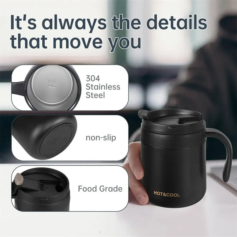 350/500ml Insulated Coffee Mug with Handle Stainless Steel Insulated Mug Coffee Tumbler Thermos Tea Cups with Lip