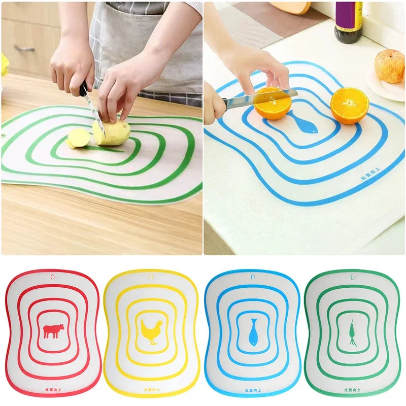 4pcs Kitchen Non-slip Chopping Blocks Flexible Cutting Board Plastic Cutting Boards Classification Chopping Board Kitchen Tool