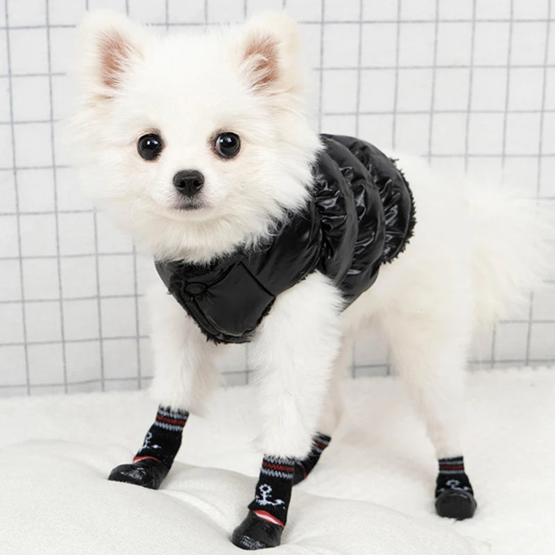 Adjustable Cotton Dog Shoes Non-slip Waterproof Rubber Cats Dogs Socks Sole for Chihuahua Puppy Cat Rain Snow Boots Pet Products