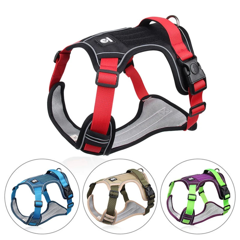 Anti-Choke Dog Harness - Chest With Reflective Strip Comfortable, Durable, Adjustable Handle for Small Medium Large Dogs