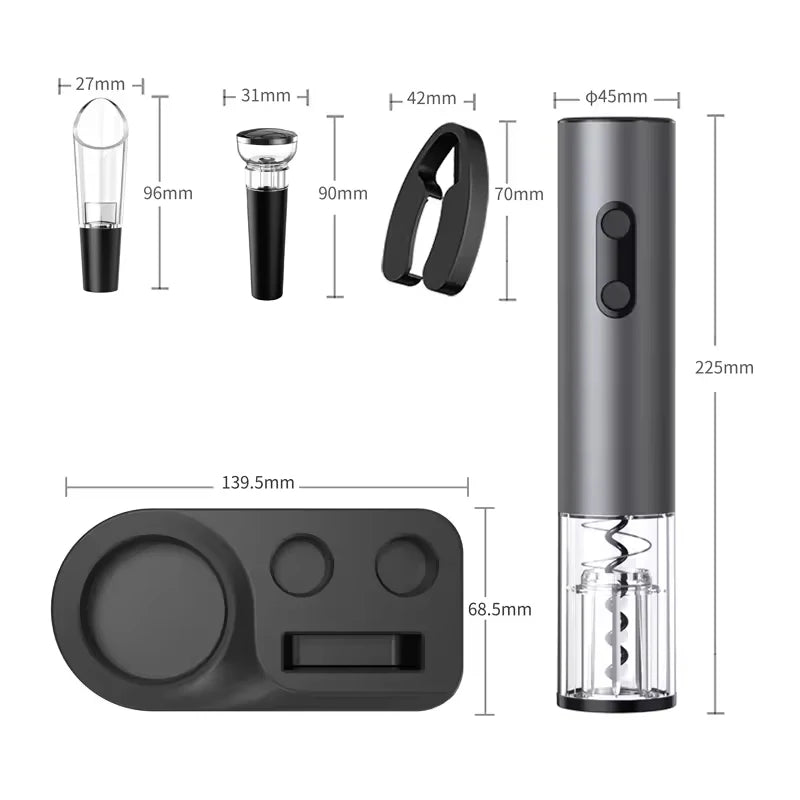 2024 New Smart Kitchen Accessories 4in1 Electric Wine Opener Gift Set with Wine Stopper,Wine Pourer,Storage Base