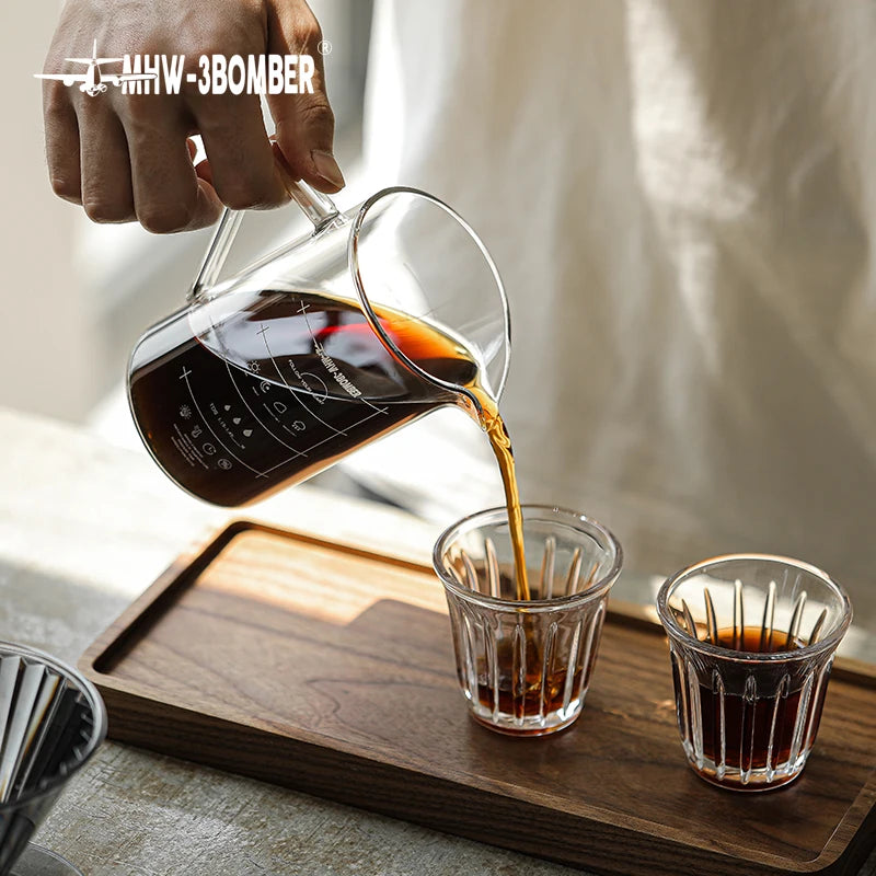 MHW-3BOMBER 360/500ML Coffee Server with Handle Clear Glass Hand Brewed Coffee Sharing Pot for Tea Beer Coffee Home Kitchen Tool