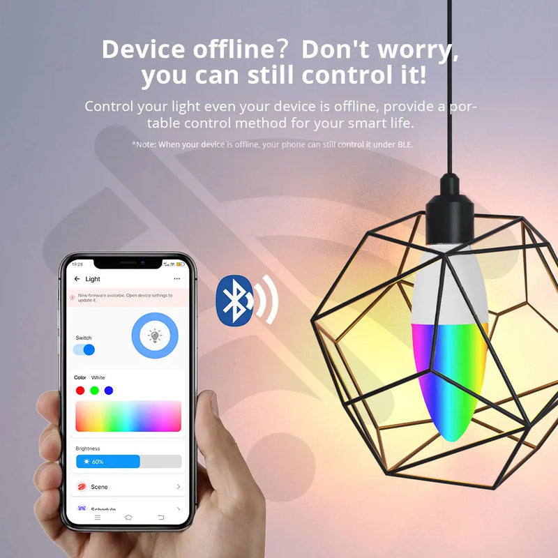 Smart Light Bulb WiFi/Zigbee E14 Dimmable Candle Lamp RGB+CW+WW 5W eWelink APP Voice Control Works With Alexa Google Home Alice