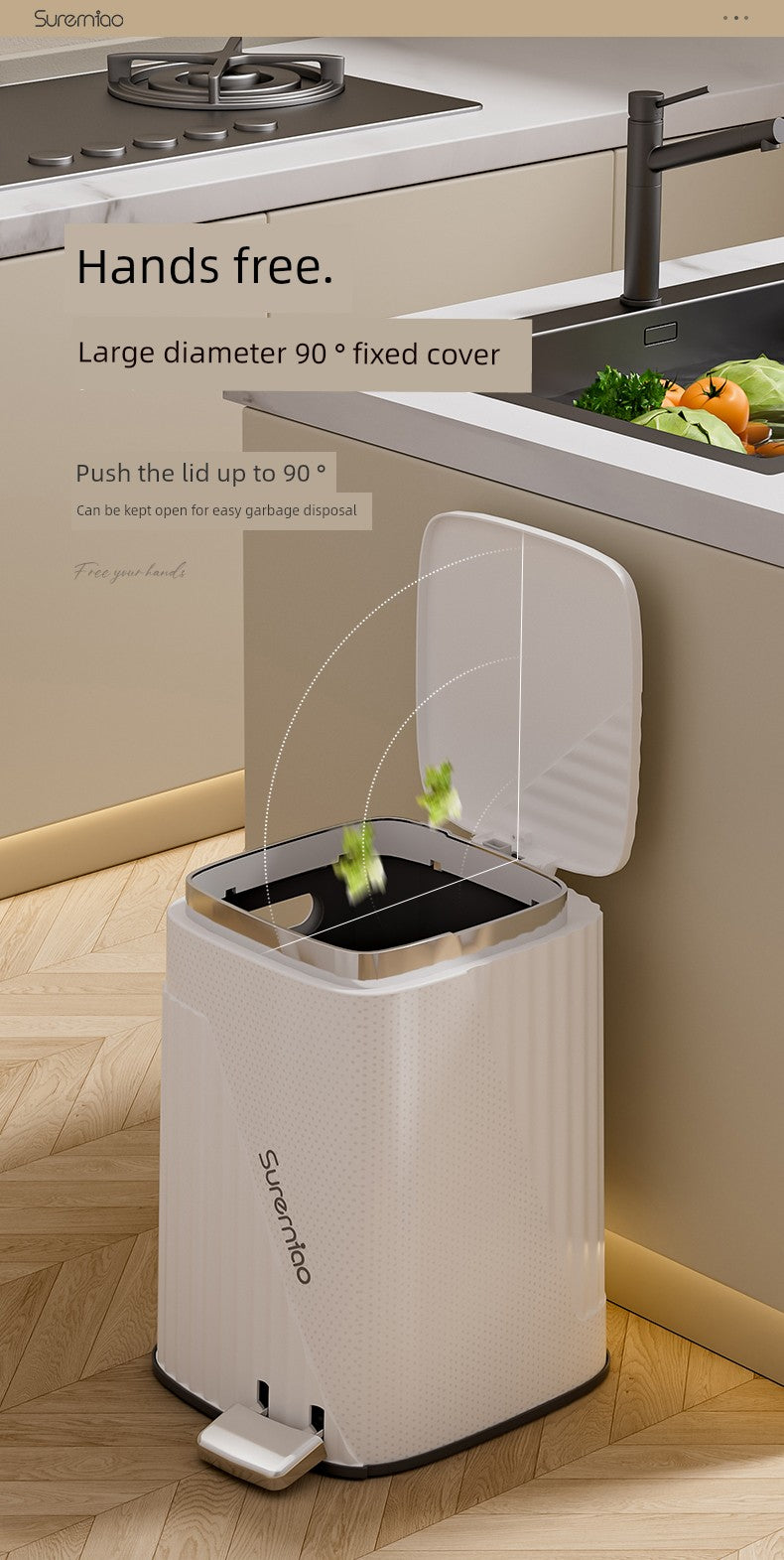 Mute Slow Drop Creative Large European Trash Can Pedal For Home Kitchen Living Room Bathroom Pedal Plastic