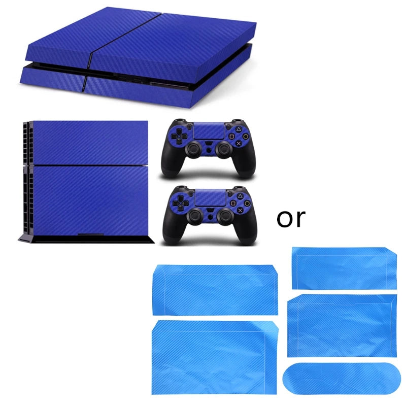 P9YE Console Carbon Fiber Skin Sticker Wrap Controller Dustproof Vinyl Cover Decal Protective for Case for Shell for PS4