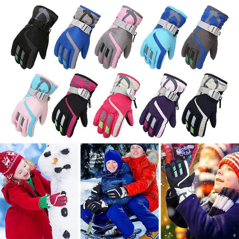 Waterproof Children Ski Gloves Cute Non-slip Windproof Mitten Thicken Warm Kid Gloves Snow Snowboard