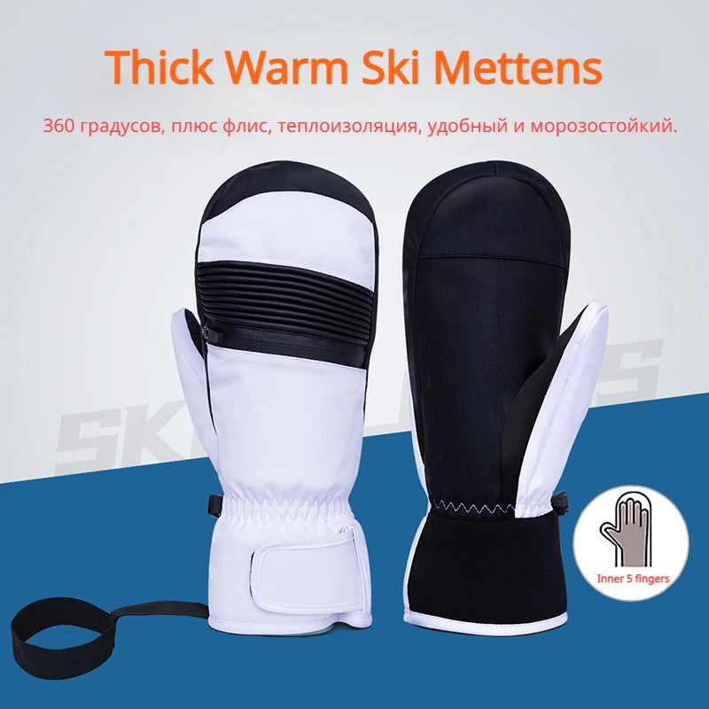 2024 New Waterproof Snowboard Gloves Touch-Screen Ski Mittens Thermal Thick Windproof Warm Snow Gloves