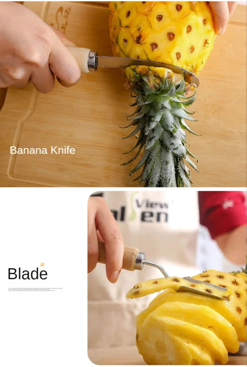 Pineapple Peeler Remover Slicer Tool, Stainless Steel Pineapple Eye Clip Cutter Sugarcane Peeling Knife for Kitchen Tool