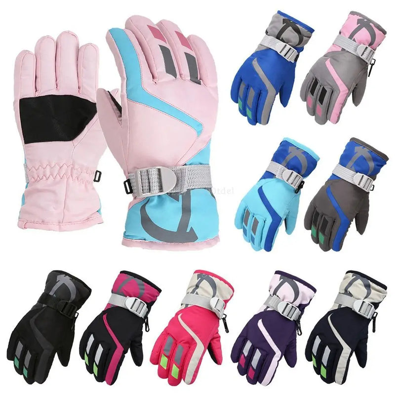 Waterproof Children Ski Gloves Cute Non-slip Windproof Mitten Thicken Warm Kid Gloves Snow Snowboard