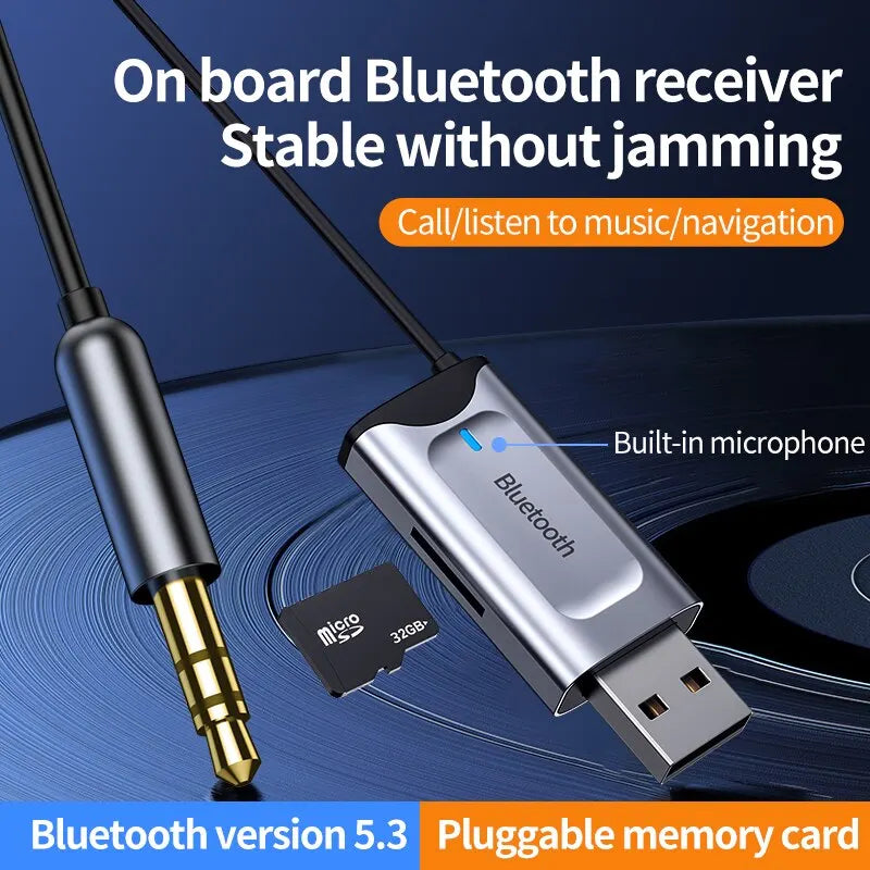 Bluetooth Receiver Car Kit Handsfree Call 3.5mm Jack TF Card Stereo Music Audio Usb Dongle Aux Wireless Adapter for Car Speaker