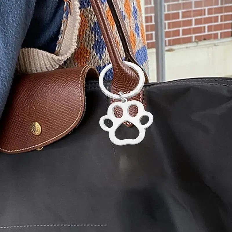 Dog Paw Footprint Charm Charm Keyring Cute Cat Dog Claw Stainless Steel Funny Animal Keychain For Women's Purse Bag Accessories